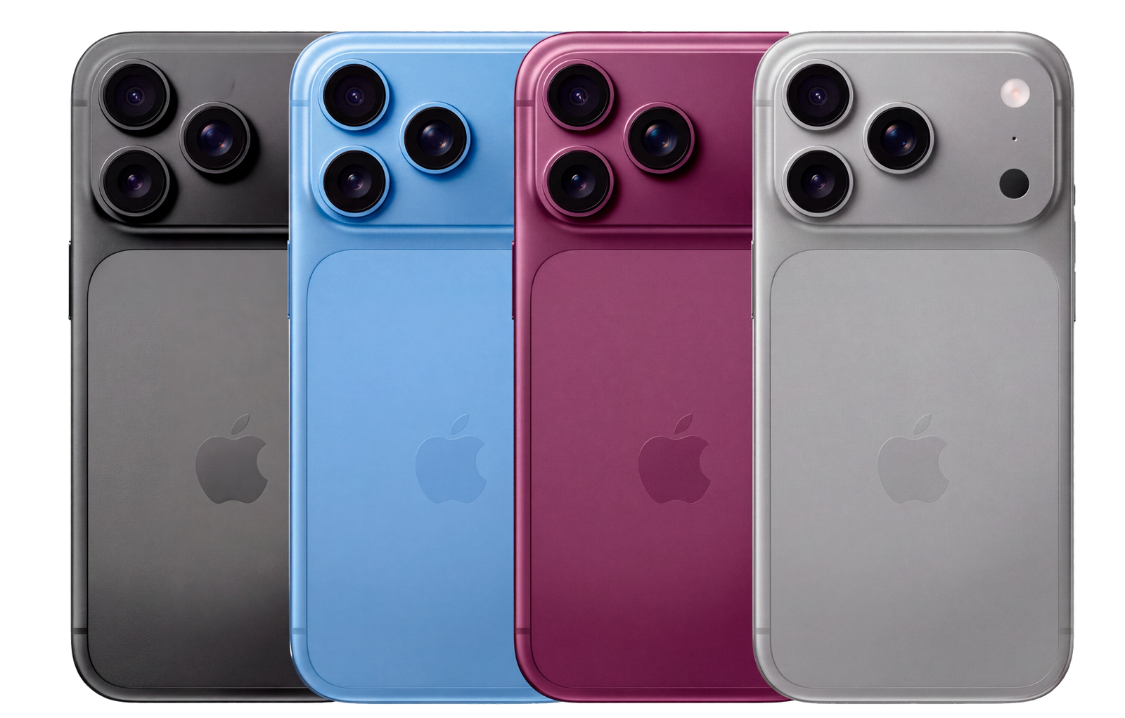 Quatro iPhones 18 em diferentes cores